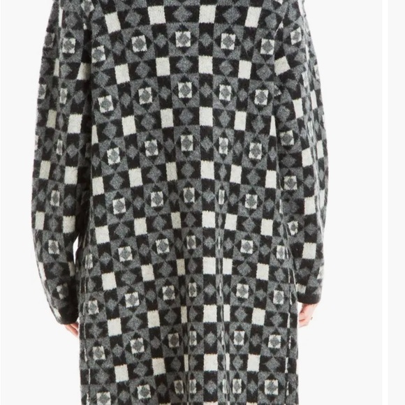 MAX STUDIO Jacquard Sweater Coat BLACK/CHARCOAL, Large - Picture 3 of 3
